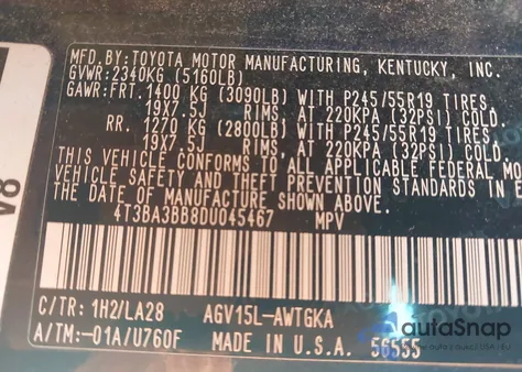 2013 Toyota Venza Xle z USA, uszkodzony, nr VIN 4T3BA3BB8DU045467